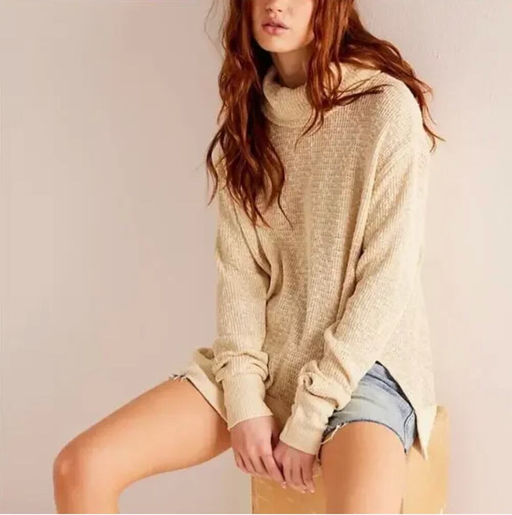 FREE PEOPLE | We The Free Tommy Turtleneck Sweater in Toasted Almond | medium